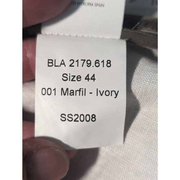 Hoss Intropia Coated 100% Linen Tan Blazer Jacket Designer Boho Sz 44 US Sz 12 - Picture 11 of 13